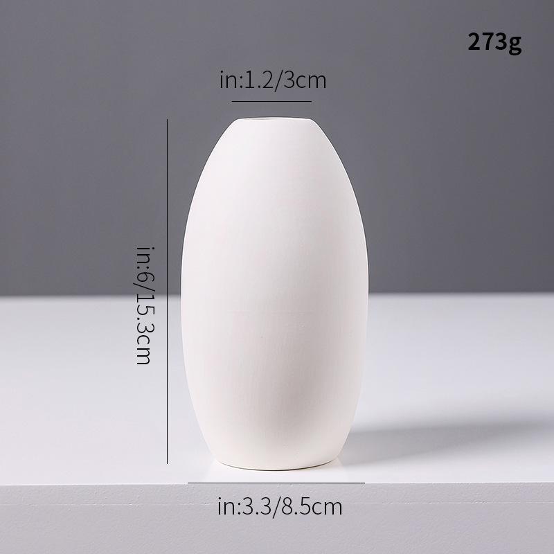 White Ceramic Mini Vase, Chinese Minimalist Desktop Hydroponic Pot for Dried Flowers, Aesthetic