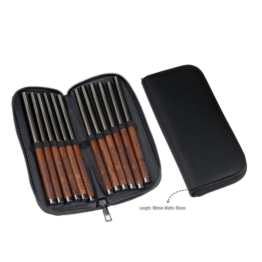 Sandalwood Nail Art Gel Pen Set: Round & Flat Tips for Painting, Drawing, and French Designs