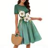 Women Casual Printed Round Neck Long Dress