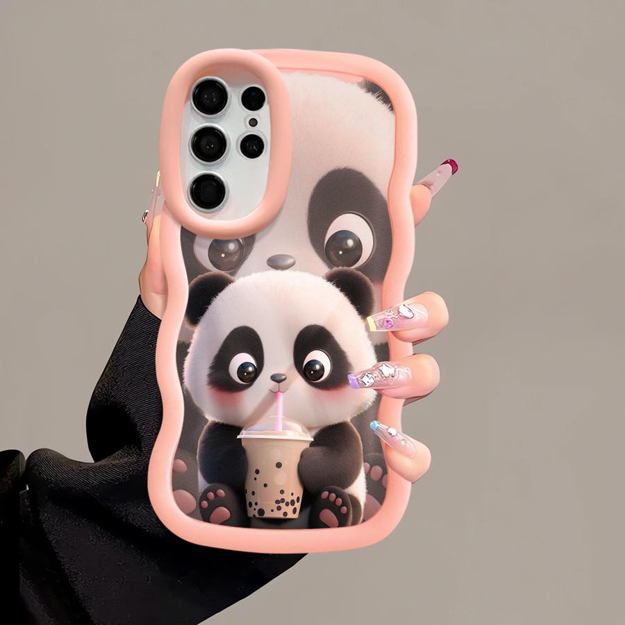 Cute Panda Case for Samsung Galaxy S25 S22 Ultra A26 S23 Plus S21 S20 FE S24 A25 Soft Phone Cover A55 A35 A54 A24 A36 A34