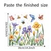 Fresh Hand-Painted Flower Butterfly Static Cling UV Window Sticker for Glass Window Home Decoration