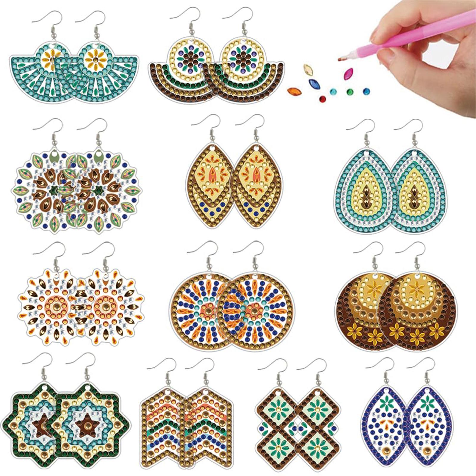 

12 пар/Набір для рукоділля для виготовлення кришталевих сережок Двостороннє свердління Сережки-підвіски з мозаїкою Набори для сережок з мозаїкою Ювелірні аксесуари