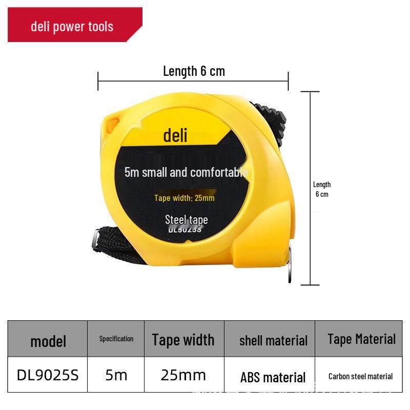Deli DL9003S Portable Mini Steel Tape Measure, Multi-Size: 3m, 5m, 7.5m - Ideal for Drafting and Measuring.