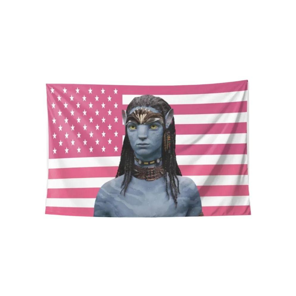1 Stück Avatar Neytiri Rosa USA Flagge Wandteppich 2D Polyester Wandbehang für Schlafzimmer Wohnzimmer Ganzjahres Heimdeko