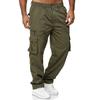 Calça cargo casual masculina, cor sólida, perna reta, esportiva, jogger, moletom, solta, treino, calça com bolsos, streetwear Yasheng