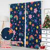 Set Of 2 Flat Printing Drapes Starry Sky Rainbow Digital Printed Polyester Festive Wall Decor Perfect Home Party Curtain