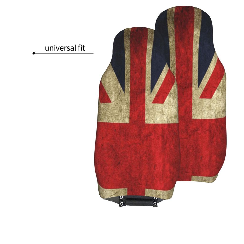 Retro British Flag Car Seat Cover Anti Fouling Convenient Protective Cover 2-piece Patriotic Theme Seat Protective Cover