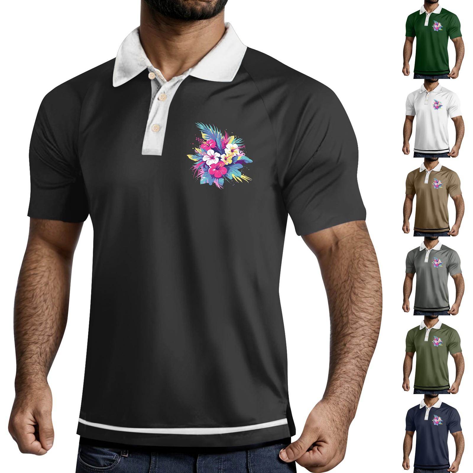 

Мужская рубашка с коротким рукавом и тремя пуговицами и лацканами M хаки