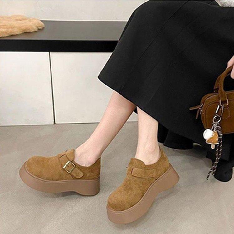 Platform muffin women's autumn new retro big head shoes versatile one-pedal loafers