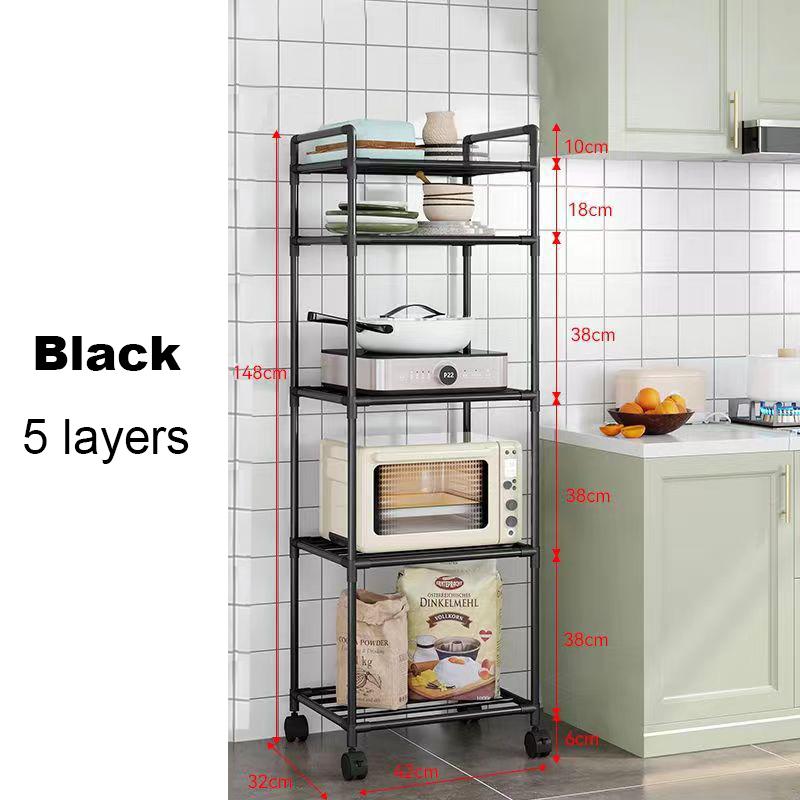 

Напольная стойка для хранения вещей, кухонная, ванная, микроволновая печь, многофункциональная, передвижная, без пробивных отверстий, бытовые полки