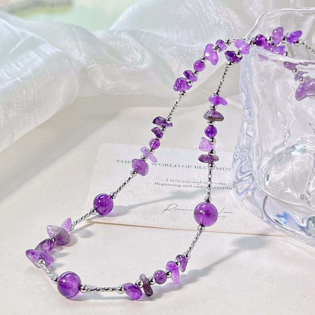 Natural Amethyst Design Necklace Clavicle Chain