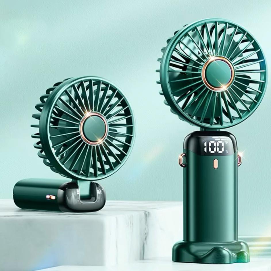 Handheld/desktop/neck mounted multi-purpose small fan LED display with 5 levels of wind power