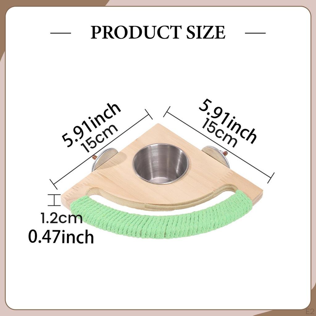 Bird Perch with Feeding Cup Cage Accessory Resting Station Parrot Feeder