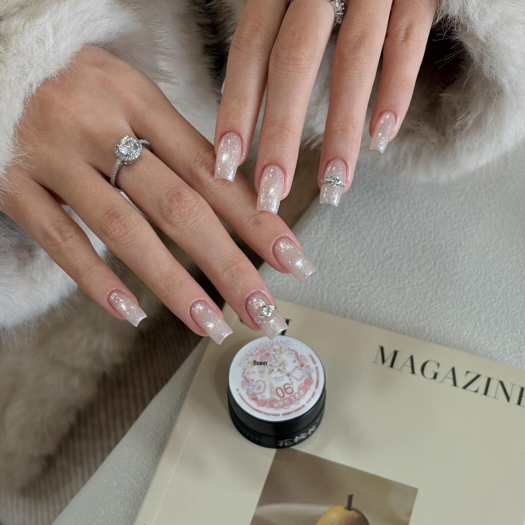 Flower Principal Damp Cat Eye Gel: Versatile Viral White Porcelain Glass Beads for Nail Whitening