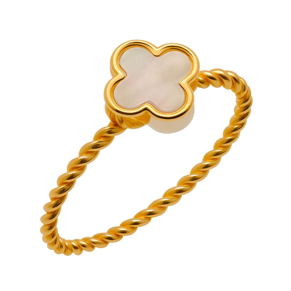 Elegant Mini Titanium Steel Ring for Women: Niche Design with Inlaid Mother-of-Pearl