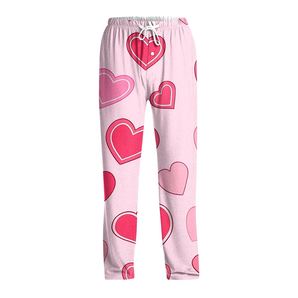 Men's Valentine's Day Printed Drawstring Long Pants Casual Pajamas
