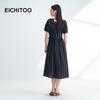 EICHITOO Women's Square Neck Striped Midi Dress