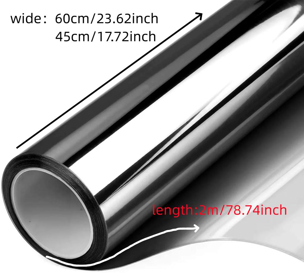 1pc One Way Window Privacy Tint Film Anti Look Mirror Self-adhesive Film Sun Blocking Anti UV Static Cling Stickers Home Decor