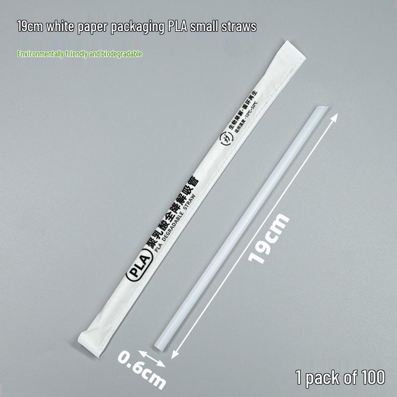 Individually Wrapped Biodegradable Black Straws for Hot Drinks - Thick & Thin, PLA, 2000 pcs.