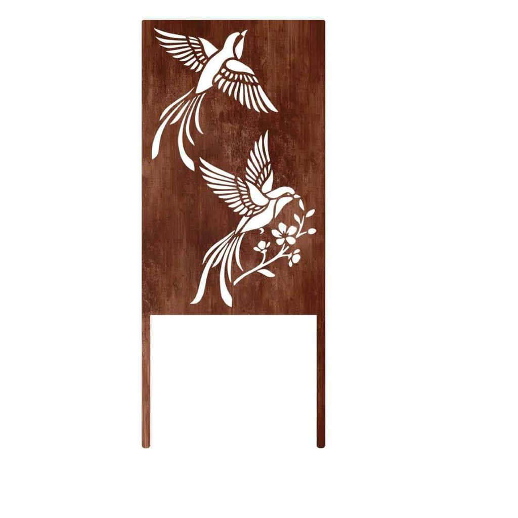 Iron Garden Stake with Openwork Weathered Tabletop Centerpiece Rustic for Patios