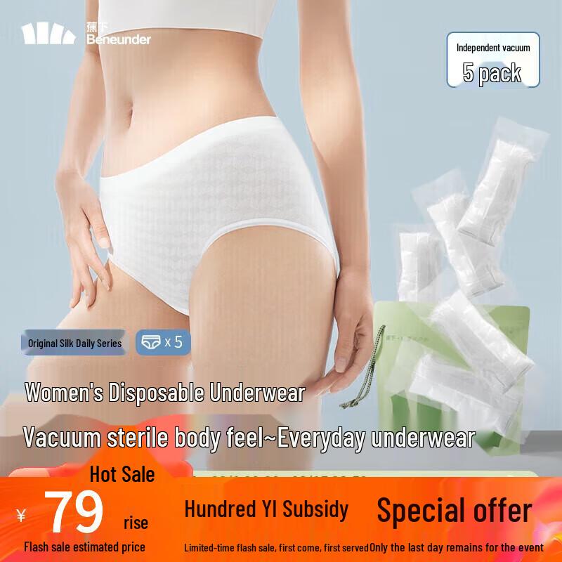 

Beneunder Women s Disposable Travel Underwear 5-Pack One Size