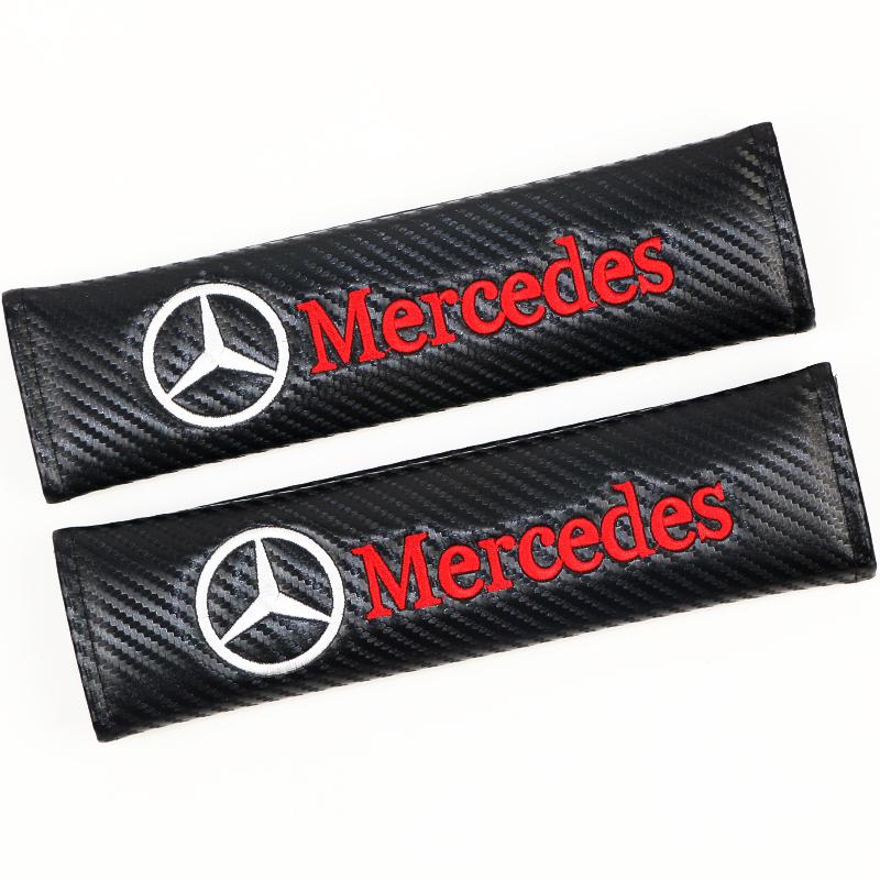 DAR4 2Pcs Car Seat Belt Pad Safety Belt Shoulder Cover Protection For Mercedes Benz W210 W211 W212 W221 W222 A C E G S R CLS CLA CLK