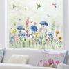 Wondever Summer Garden Flower Window Clings Hummingbird Floral Butterfly Glass Decal Anti Collision Double-Side Static Window Stickers for Home Glass