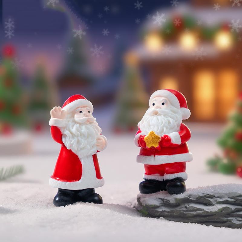 1/4Pcs Christmas Tree Santa Claus Snowman Elk Penguin Bell Miniature Landscape Ornaments Home New Year Xmas Doll House Decor