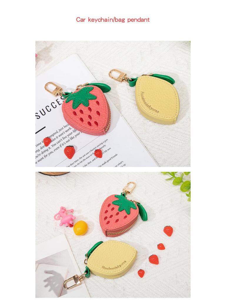 Mini Lemon-Shaped Fruit Charm Coin Purse & Key Holder – Cute Multifunctional Earphone Bag Wallet