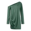 Damenmode Casual Reveal One Shoulder Langarm Einfarbig Schlank Kleider
