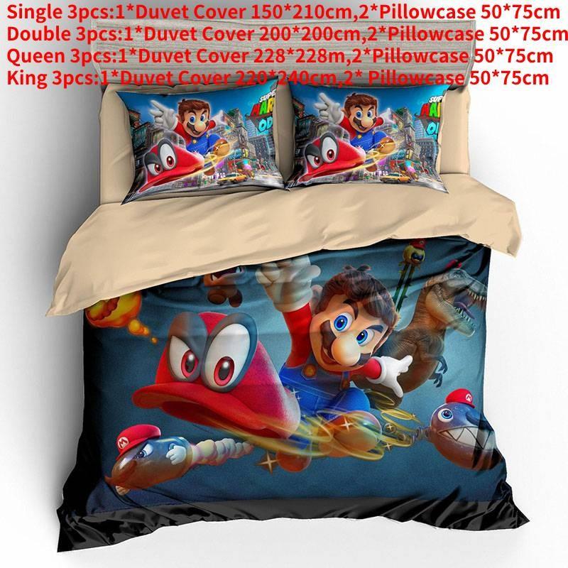 

Premium Nordic Style Customizable Three Piece Bedding Set With Digital Print For Luxurious Comfort Mario Double