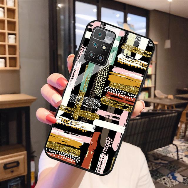 Redmi 9 Fall für Xiaomi Redmi 10 Fall Gehärtetes Glas Abdeckung Redmi 9a 9c Nfc 8a 8 7a 6a Hinweis 8 9 10 Pro Zurück Feder Gemalt Coque