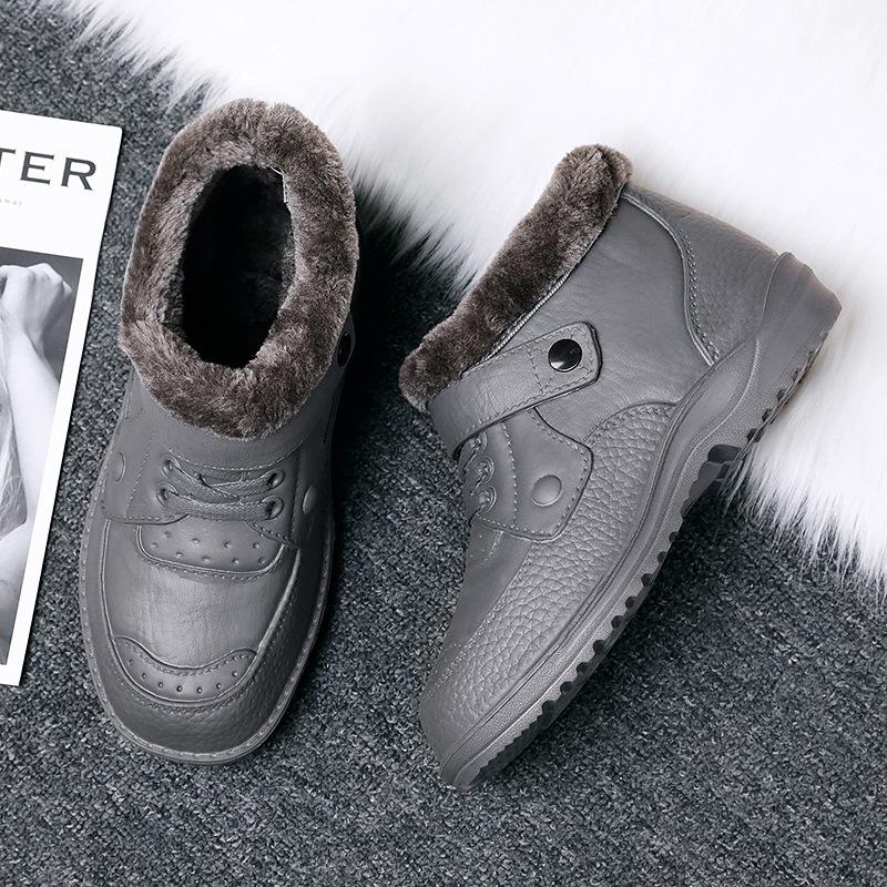 Herren Warme Fellfleece Gefütterte Rutschfeste Schlupf-Knöchel-Schneestiefel Wasserdichte Plüschgefütterte Winter Outdoor Freizeitstiefel