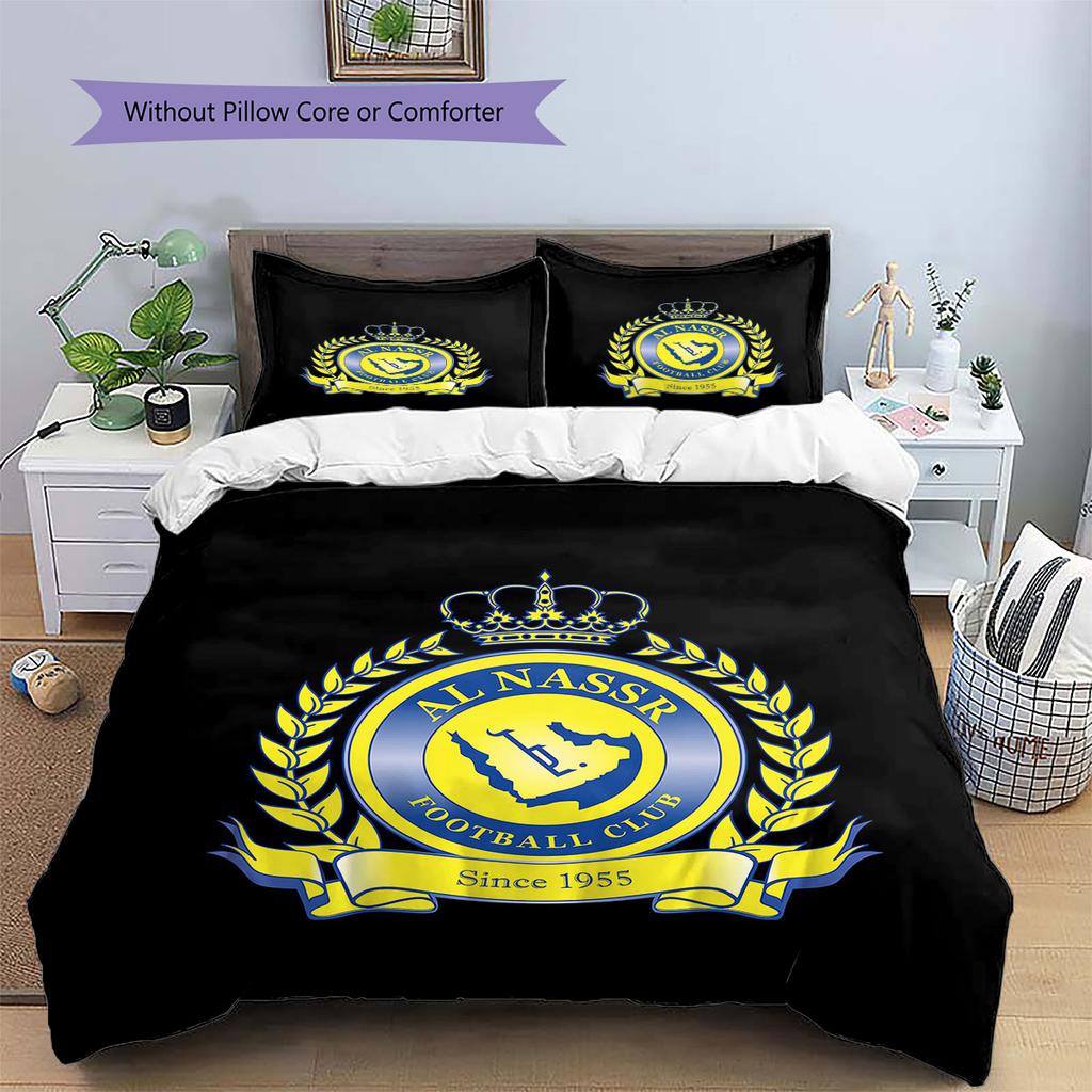 Al-Nassr Muster Bettwäsche, Steppbett Set Bettbezug Kissenbezug Zuhause Geburtstagsgeschenk(1 Bettbezug + 2 Kissenbezüge, ohne Füllung)