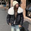 Modische gesteppte Jacke mit Fuchs Pelzkragen Damen Koreanischer Reißverschluss Wasserdicht Kurz Faux Mantel Herbst Winter Verdickt Warm Parkas