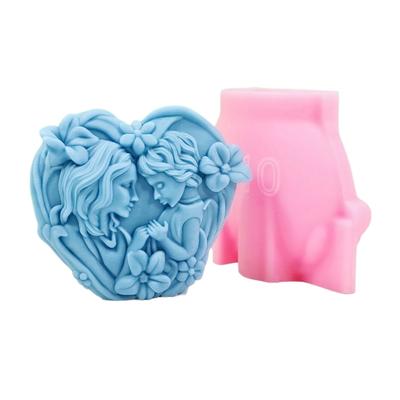Moule en Silicone Forme Mère et Bébé Moules à Sucre Fondant Cadeau Fête des Mères Savon Artisanal Fabrication de Bougies Pâtes Fondant