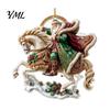 Christmas Fireplace Ornament Santa Riding Horse Ornament, Acrylic Hanging Pendant with String, Indoor Outdoor Decor Festive Tree for Living