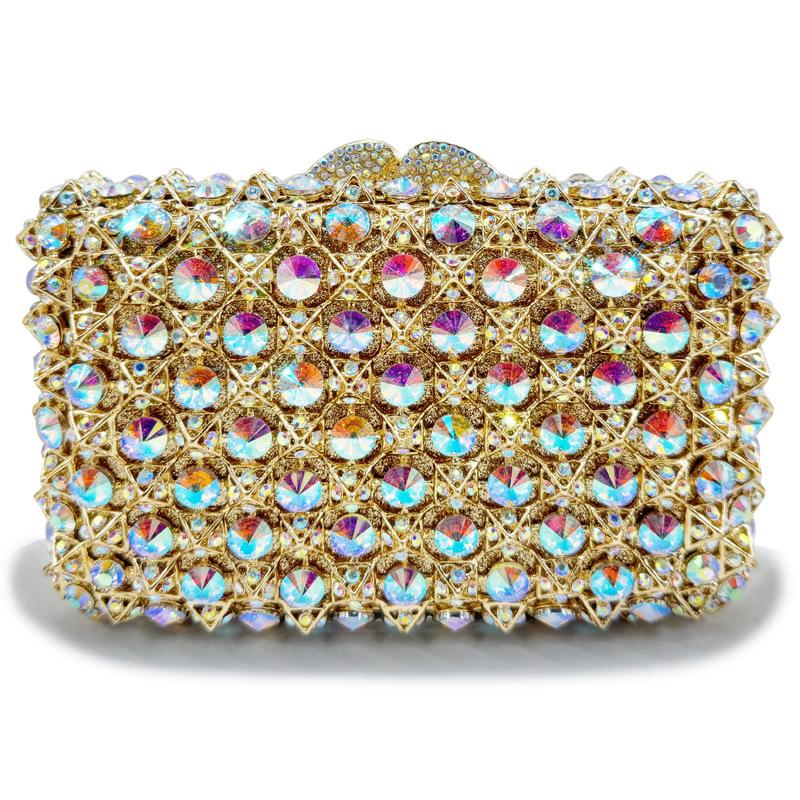 

Ladies Handmade Diamond Dinner Bag Metal Diamond Handbag Crystal Glass Handbag Wedding Banquet Bag He is a 17.