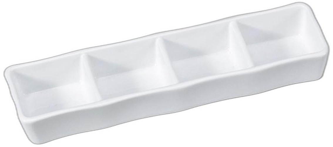 

White Porcelain Plate x x Divided Reinforced Setomonohonpo 4-Piece [22.1 5.8 2.1cm] 4-Piece Plate, Porcelain,