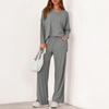 Fashionable Women's Two-Piece Cotton Casual V-Neck Long-Sleeved Loose Pants Set