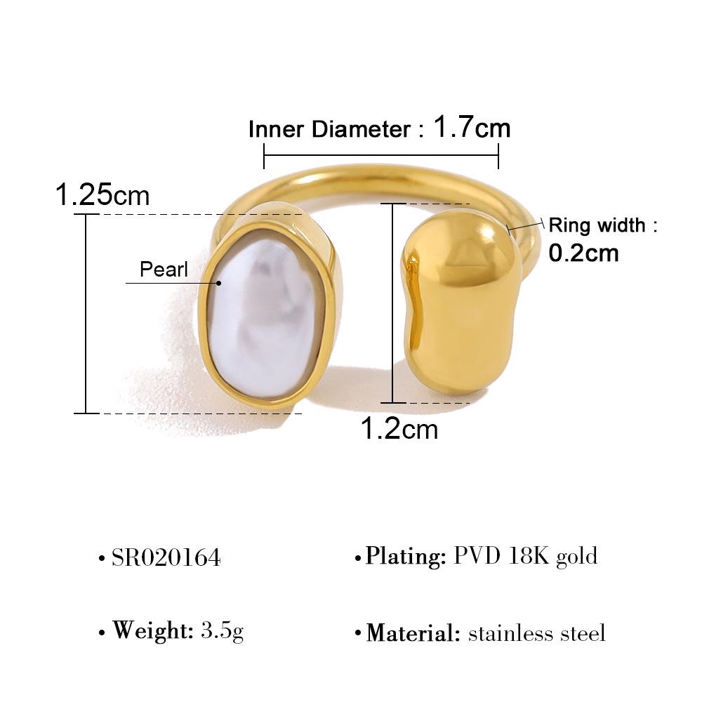 High-End Gold Pearl Irregular Openable Ring for Women - Luxury, Non-Fading