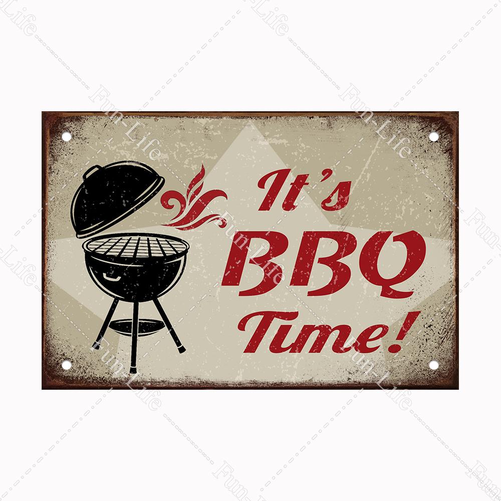 BBQ Warning Metal Tin Sign Oven Vintage Wall Decor Plaque Painting Barbecue Shop Restaurant Craft Pub Home Decor 20x30cm