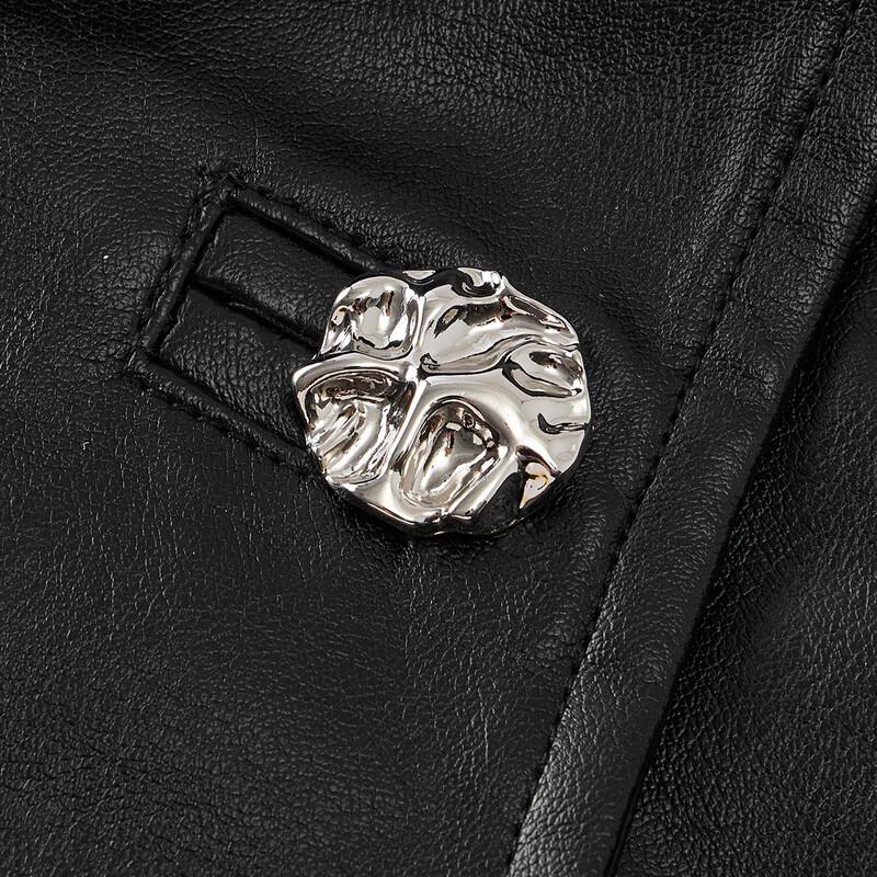 IEF 2025 Autumn Shiny Faux Leather Jacket