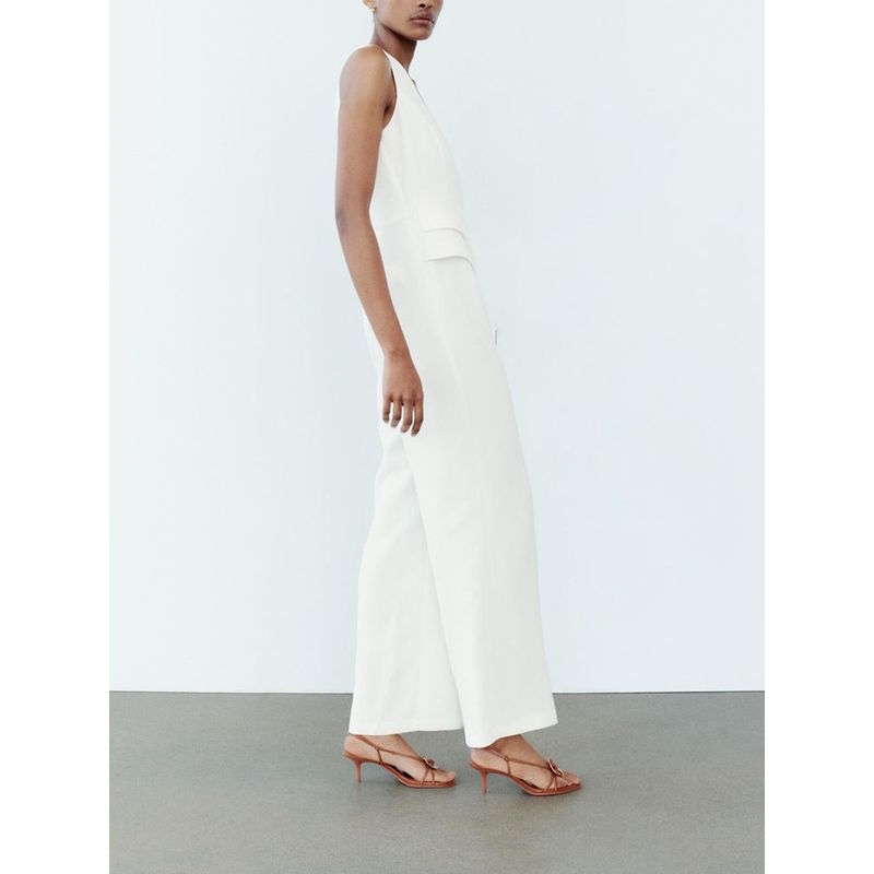 Za2024 Summer New Product Women's Clothes V Neck Long Asymmetric Slim Looking Sleeveless Vest Jumpsuit 8045571