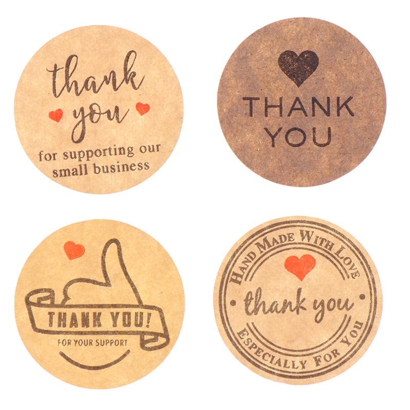 500 Etiketten/Rolle Rundes Naturkraftpapier Danke Aufkleber Siegel Etiketten Aufkleber
