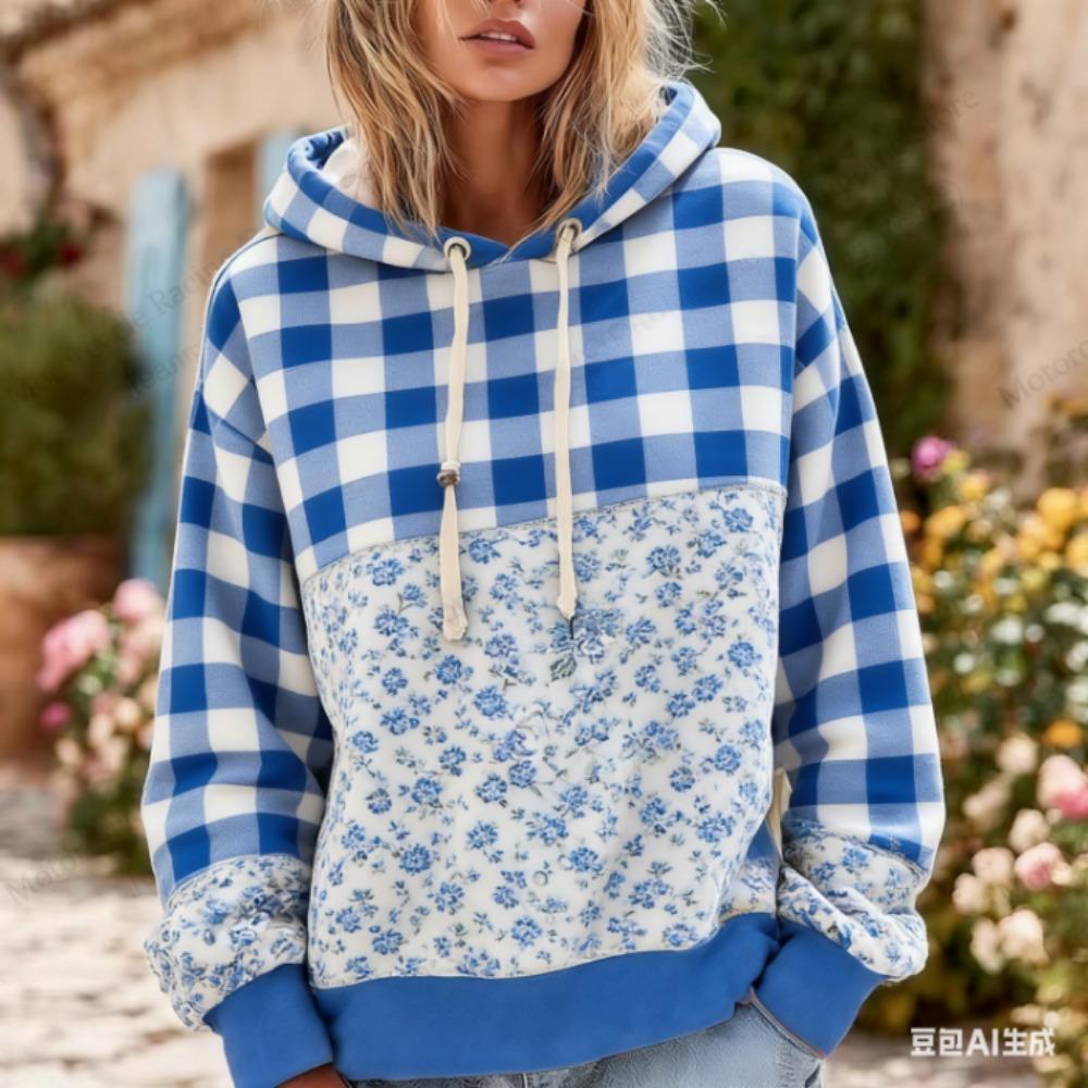 Modischer Hoodie mit Blumenprint Damen Lässiger Hoodie Sweatshirt im europäischen amerikanischen Stil Damen Kleidung Top