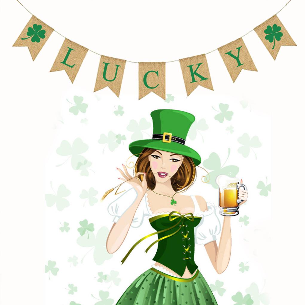 Decorations Banner St. Patrick's Day Streamers Indoor Outdoor Lucky Green Hanging Ornament Shamrock Decorations Walls Trees
