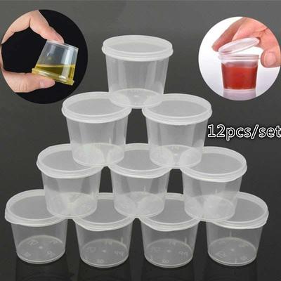 12pcs Mini Plastic Sauce Cups Food Grade Plastic Oil Sauce BBQ Seasoning Case Boxes