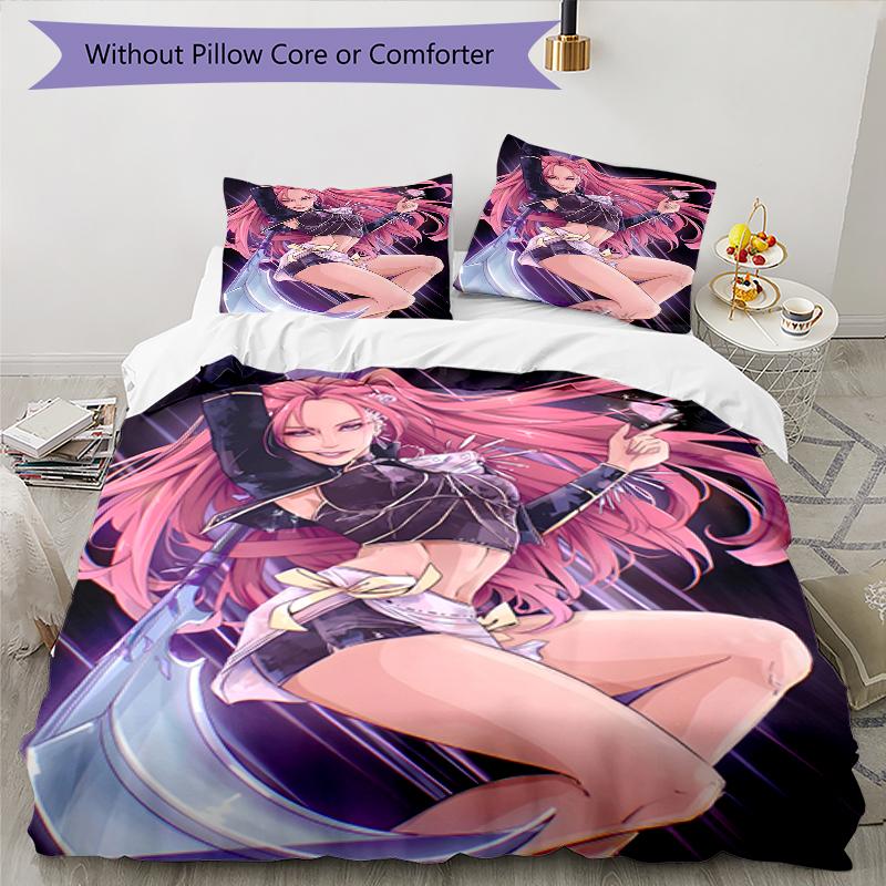 3pcs KPop Demon Hunters MIRA1 Design Cover Set - HD Printed Bedding with 1 Cover and 2 Pillowcases - Perfect for Home and Dorm Decor