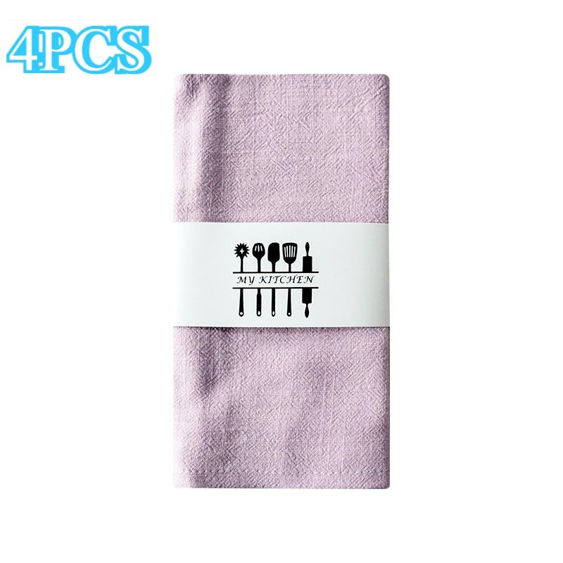 4PCS Rustic Cloth Napkins Cotton Linen Dinner Serviettes Solid Color Washable Table Napkins for Wedding Party Feast Home Decor